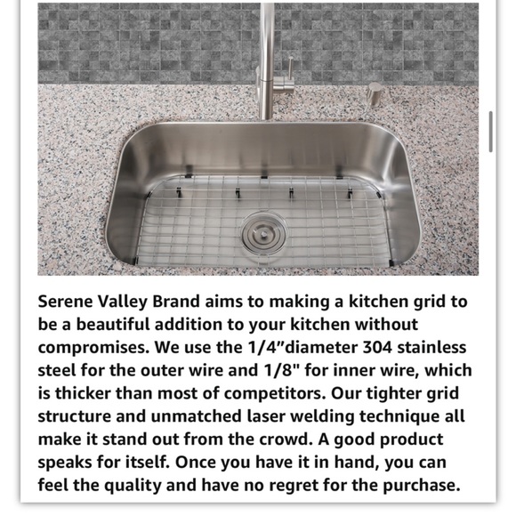 Serene Valley Sink Bottom Grid 24-1/8" x 12-5/8", Centered Drain Corner Radius - Picture 3 of 10